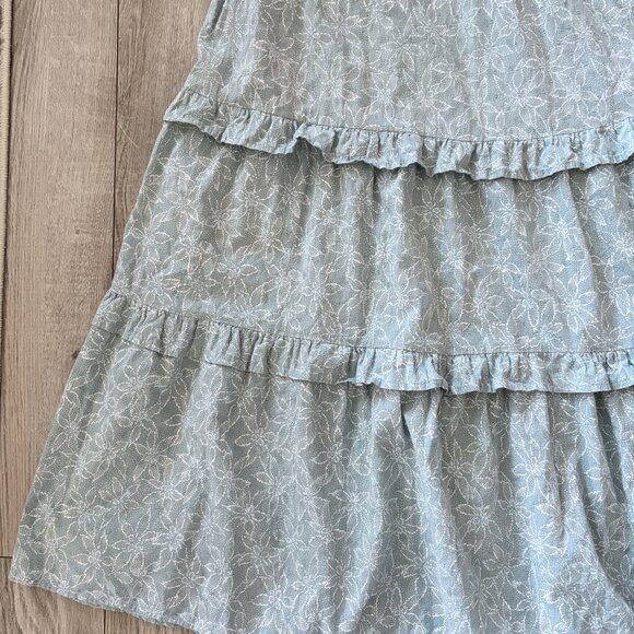 Universal Thread Floral Tiered Blue Midi Dress Womens Medium Boho Cottagecore - Picture 5 of 15